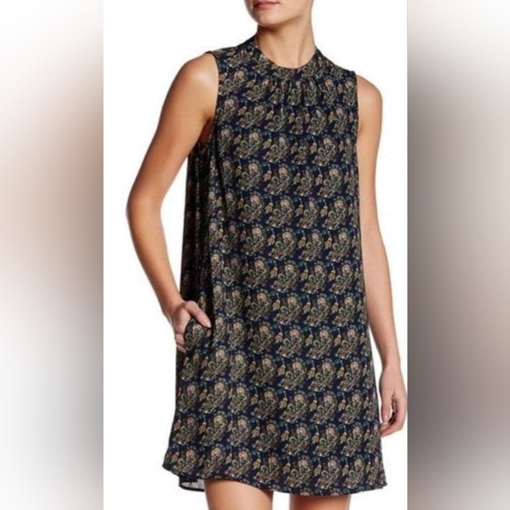 Daniel Rainn Paisley Print High Neck Shift Dress